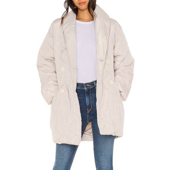 Free People Ella Puffer Coat in Mineral Dust